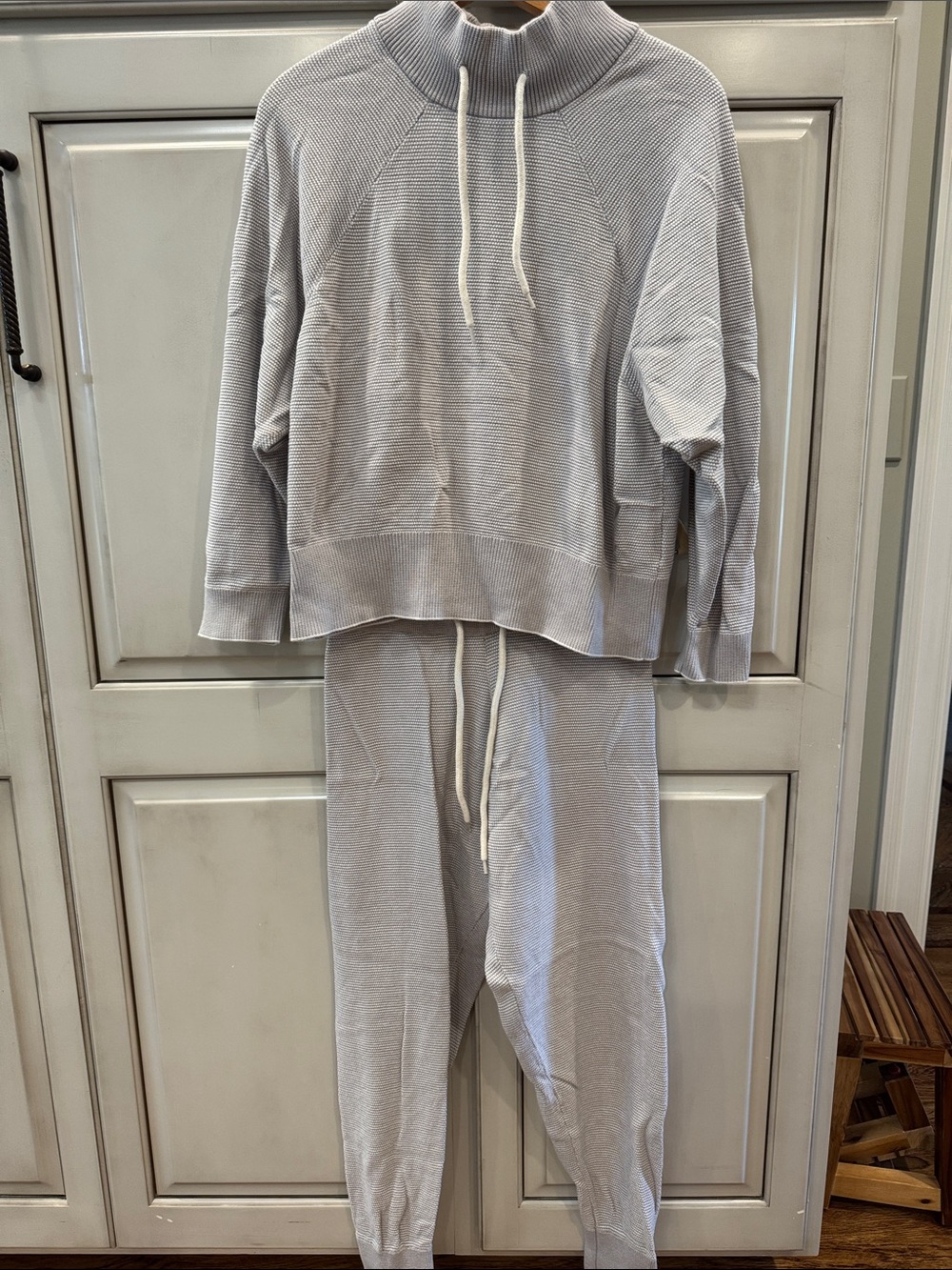 Varley Ribbed Two-Piece lounge Set - Light Gray
